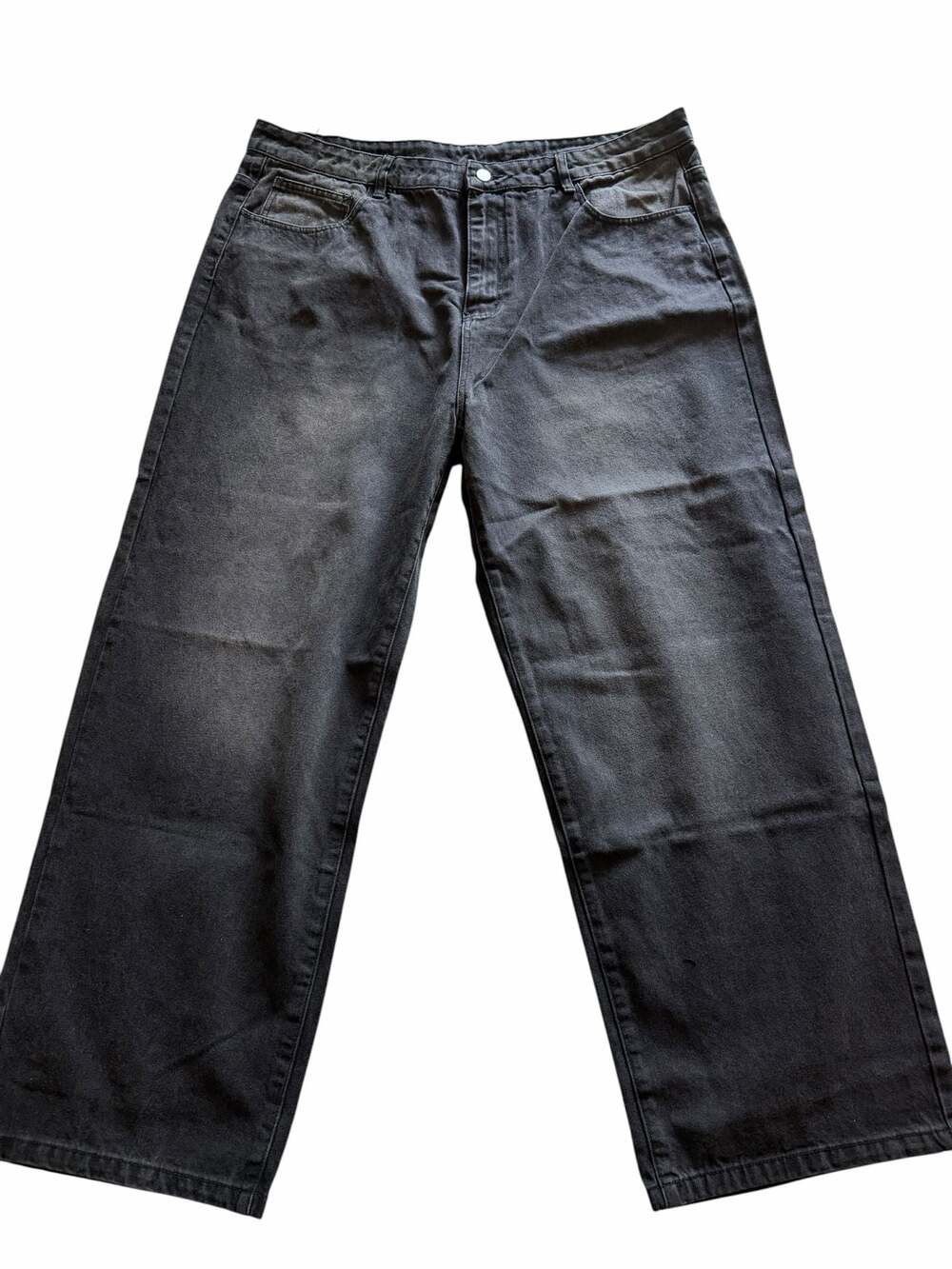 Emmiol 90s Style Baggy High-Waisted Wide-Leg Washed Black Jeans